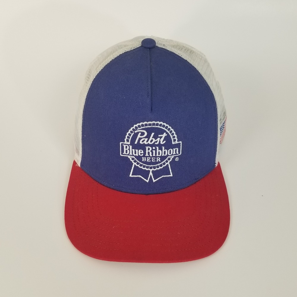 Sportige Trucker Hat Mens OSFA Blue Red PBR Pabst Blue Ribbon Beer Snapback Cap